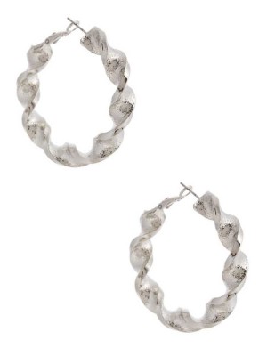 Silver Guess Silver-Tone Large Twisted Hoop Women's Earrings | 3407-DYGPT