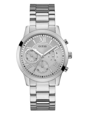 Silver Guess Silver-Tone Men's Watches | 0819-WLZOU