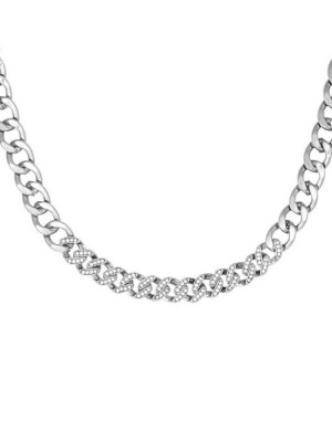Silver Guess Silver-Tone Rhinestone Chain Neckline Women's Necklace | 3976-ENWHO