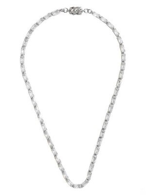 Silver Guess Silver Baguette Chain Women's Necklace | 9364-ZDXEI