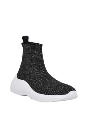 Silver Guess Sindera Shimmer Sock Women's Sneakers | 1234-WRQZN