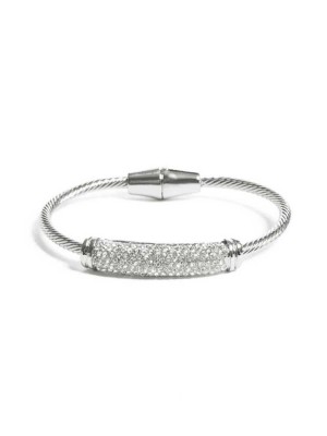 Silver Guess Twisted Magnetic Women's Bracelet | 0524-DBPXN