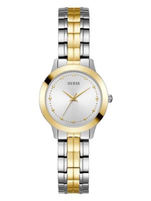 Silver Guess Two-Tone Petite Women's Watches | 9683-SHUYD