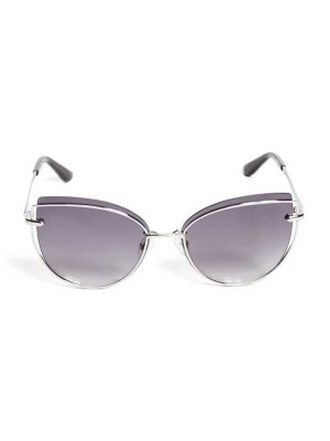 Silver Guess Wired Cat Eye Women's Sunglasses | 6824-RJPLV