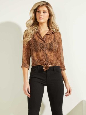 Snake Brown Guess Clouis Women's Blouse | 2675-WQYPI
