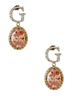 Titanium Gold Guess Gold-Tone Topaz Drop Women's Earrings | 0915-NXWLY