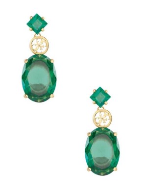 Turquoise Gold Guess Gold-Tone Emerald Drop Women's Earrings | 7014-FUVZE