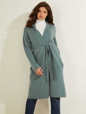 Turquoise Guess Clarissa Cardigan Women's Sweaters | 2485-ORPWZ