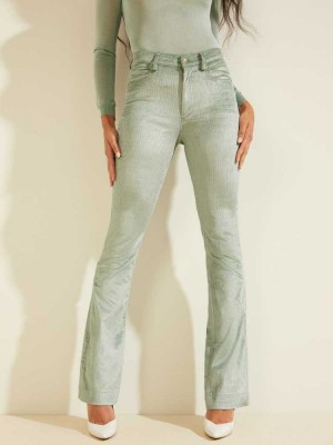 Turquoise Guess Super-High Rise Corduroy Women's Pants | 7248-OMSYF