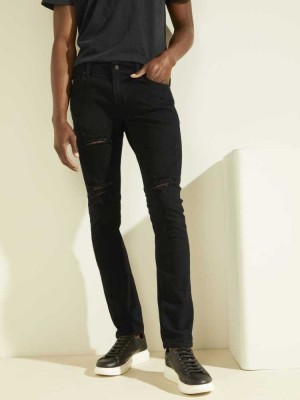 Wash Guess Destroyed Skinny Men's Jeans | 6843-IMZLU