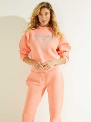 Wash Guess Eco Caren Logo Women's Sweatshirt | 7382-VMPXF