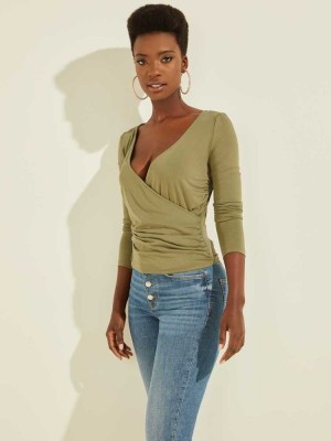 Wash Guess Eco Mena Crossover Top Women's Tops | 3512-MJOQA