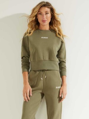 Wash Guess Logo Tape Mock-Neck Women's Sweatshirt | 1670-ZMQIY