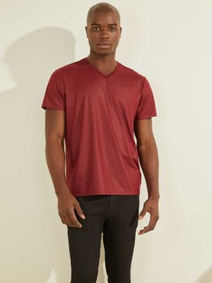 Wash Guess Mason Yoke V-Neck Men's T-Shirts | 6375-PDERO