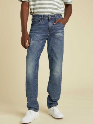 Wash Guess Originals Tactical Slim Straight Men's Jeans | 2587-CBNSZ