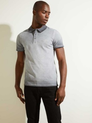 White Grey Guess Wilbur Men's Polo Shirts | 7809-TFUAL