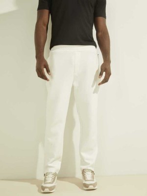 White Guess Abbot Men's Pants | 9768-SJVUW