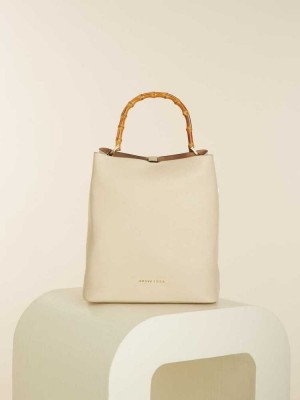 White Guess Aida Leather Hobo Women's Totes | 1089-LPKJT