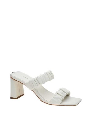 White Guess Aindrea Heeled Mules Women's Heels Shoes | 7892-JWQIS