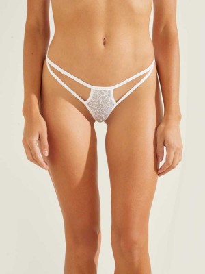 White Guess Aleesha Thong Women's Underwear | 7493-BXRIC
