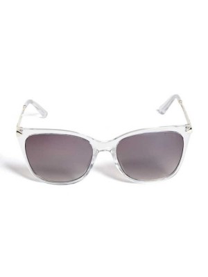 White Guess Amy Square Women's Sunglasses | 8461-EDCSQ