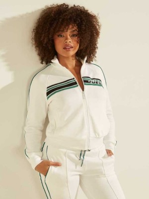 White Guess Brianna Zip-Up Women's Jackets | 1342-GPFQV