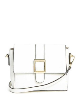 White Guess Cara Buckle Women's Crossbodies | 9234-TYSIN