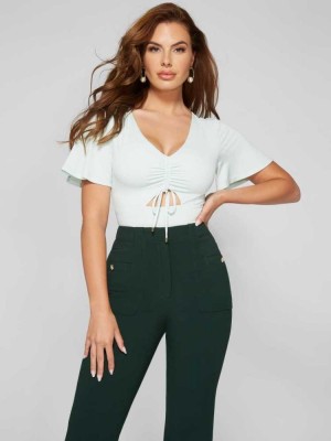 White Guess Darling Cutout Women's Bodysuit | 9058-DYBWL