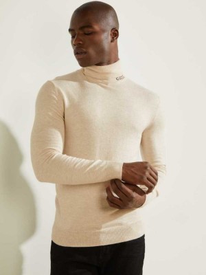 White Guess Eco Lane Basic Turtleneck Men's T-Shirts | 9670-BRIKL