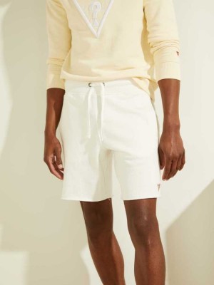 White Guess Eco Roy Fleece Men's Shorts | 5467-WXMGR