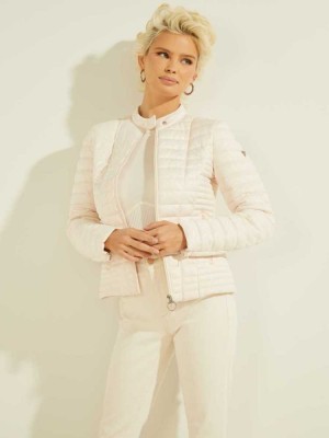 White Guess Eco Vona Logo Women's Jackets | 1352-CUFME