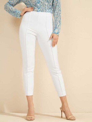 White Guess Elle High Waist Women's Pants | 6841-ZEYMO