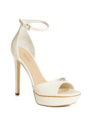 White Guess Ellsyn Peep-Toe Stilettos Women's Heels Sandals | 4083-ACIJE