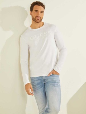 White Guess Gammy Logo Men's Shirts | 7039-SQGEZ