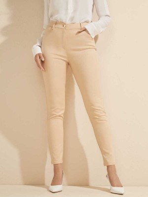 White Guess Hollywood Skinny Women's Pants | 6493-EVXNK