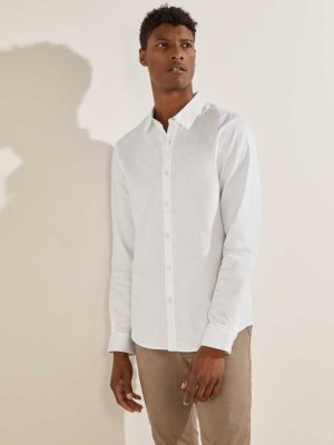 White Guess Kent Dobby Men's Shirts | 7491-TXCKW