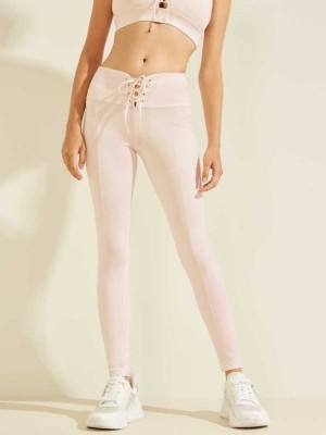 White Guess Lace-Up Women's Leggings | 1693-GMPAJ
