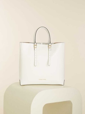 White Guess Lady Luxe Leather Women's Totes | 5746-REDCO