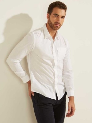 White Guess Laguna Washed Men's Shirts | 2763-TPSVA