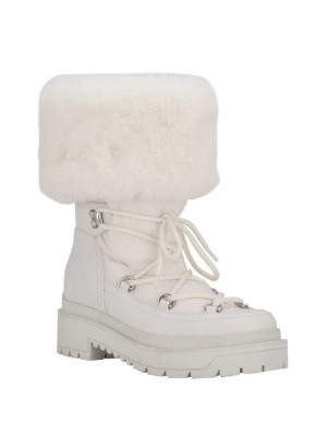 White Guess Larya Faux-Fur Snow Women's Boots | 5924-ISKNE