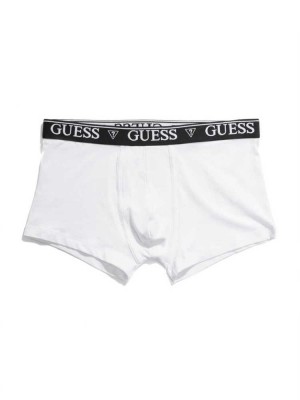 White Guess Logo Band Boxer Briefs Men's Underwear | 8452-UTNDV