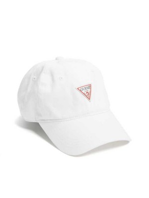 White Guess Logo Baseball Women's Hats | 6257-DJYKE