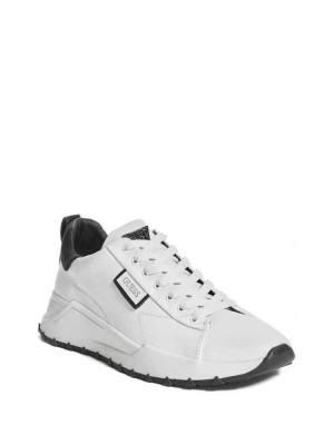 White Guess Luca Men's Sneakers | 9681-QMTYW