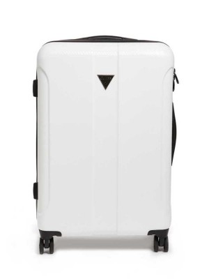 White Guess Lustre 24" Spinner Suitcase Women's Luggage | 6549-FNDLT