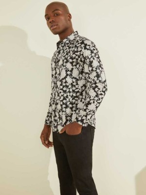 White Guess Luxe Dahlia Men's Shirts | 0637-LQGET