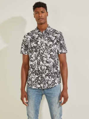 White Guess Luxe Dried Blooms Men's Shirts | 5843-QICPM