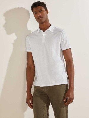 White Guess Mason Shine Men's Polo Shirts | 2567-IKXGU