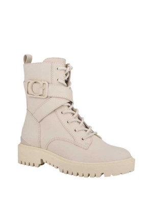 White Guess Orana Combat Women's Booties | 3489-EAPZO