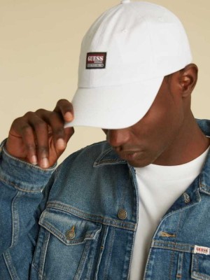 White Guess Originals Dad Men's Hats | 8531-GODHW