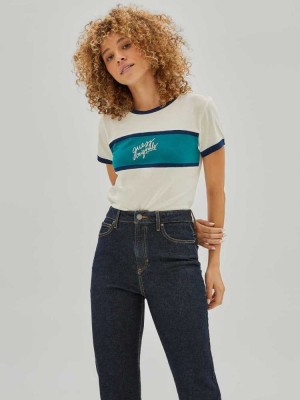 White Guess Originals Ringer Baby Women's T-Shirts | 0912-EVPGJ